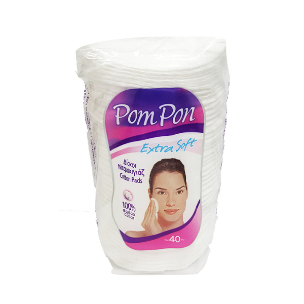 Pom Pon Extra Soft Demake-up Pads Oval 40pcs (Οβάλ Δίσκοι Ντεμακιγιάζ)