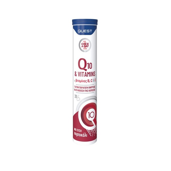 Quest Once A Day Vitamin Q10 & Vitamins B,C & E 20eff (Συμπλήρωμα Διατροφής για την Παραγωγή Ενέργειας σε Αναβράζουσα Μορφή και με Γεύση Πορτοκάλι)