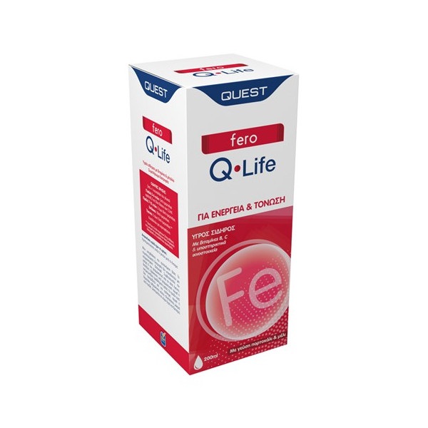 Quest Fero Q-Life 200ml (Συμπλήρωμα Υγρού Σιδήρου με Γεύση Πορτοκάλι & Μέλι για Ενέργεια & Τόνωση)