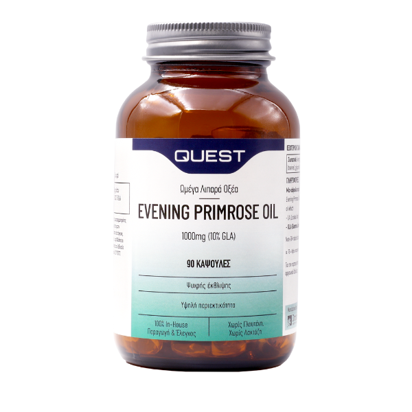 Quest Evening Primrose Oil 1000mg (10% GLA) 90caps (Συμπλήρωμα διατροφής με εκχύλισμα νυχτολούλουδου που συμβάλλει στην μετρίαση των συμπτωμάτων της εμμηνόπαυσης και της περιόδου) Quest Evening Primrose Oil 1000mg (10% GLA) 90caps (Συμπλήρωμα διατροφής με εκχύλισμα νυχτολούλουδου που συμβάλλει στην μετρίαση των συμπτωμάτων της εμμηνόπαυσης και της περιόδου)