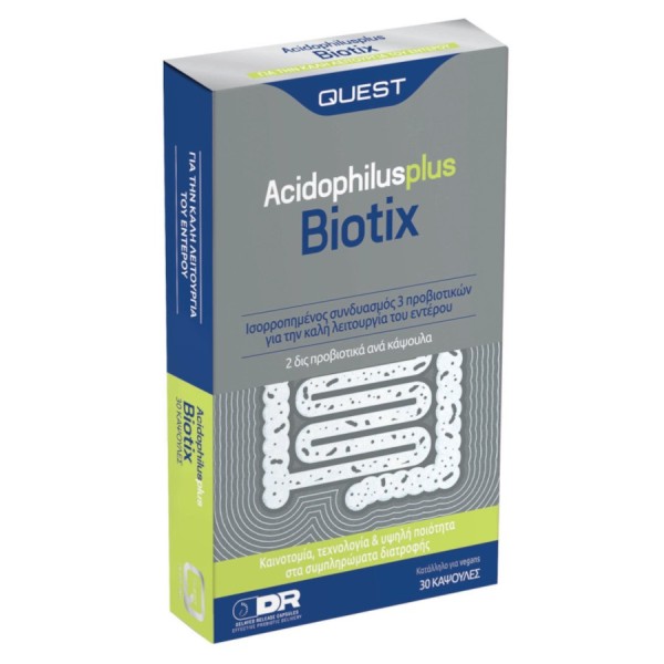 Quest Biotix Acidophilus Plus 30caps (Προβιοτικά για την Ομαλή Λειτουργία του Εντέρου