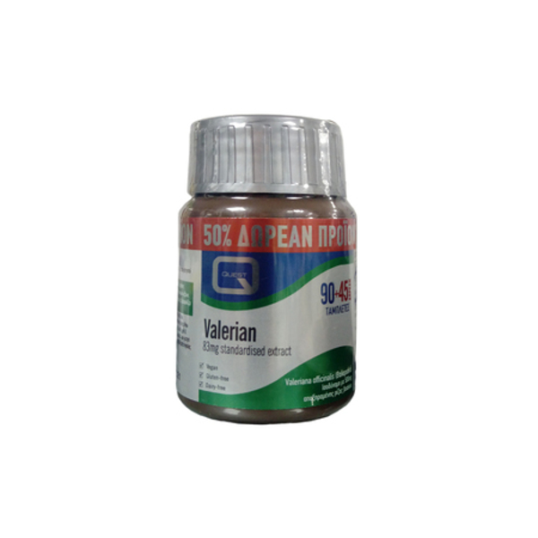 Quest Valerian 83mg Extract 90 + 45tabs (Συμπλήρωμα Διατροφής Για Την Αϋπνία)