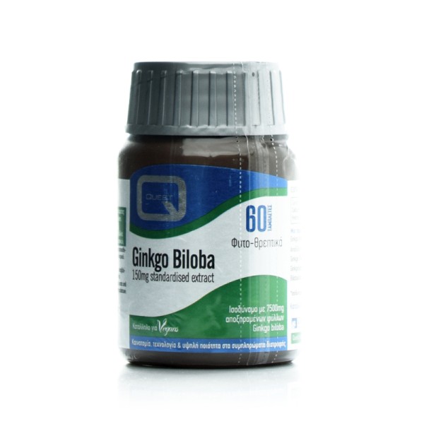 Quest Ginkgo Biloba 150mg Extract 90tabs (Συμπλήρωμα διατροφής με εκχύλισμα Ginkgo Biloba που ενισχύει το νευρικό σύστημα και την μνήμη και την κυκλοφορία του αίματος)