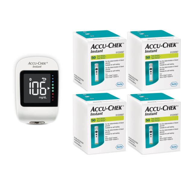 Roche Accu-Chek Instant 4x50ταινίες & δώρο μετρητής Accu-Chek Instant