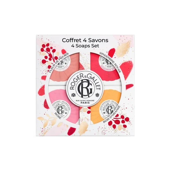 Roger & Gallet Xmas Promo Pack Savon 4x50g (Fleur de Figuier - Bois d'Orange - Rose - Gingembre Rouge)