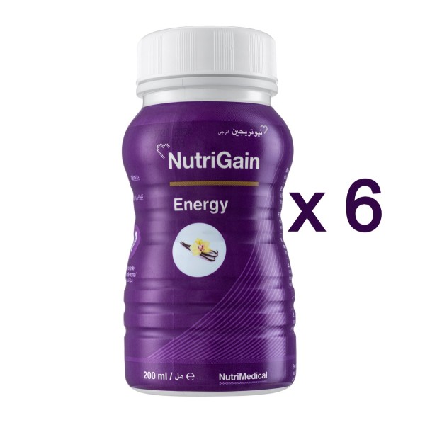 NutriGain Energy Vanilla Flavor 6x200ml (Πλήρες Υπερθερμιδικό Σκεύασμα)