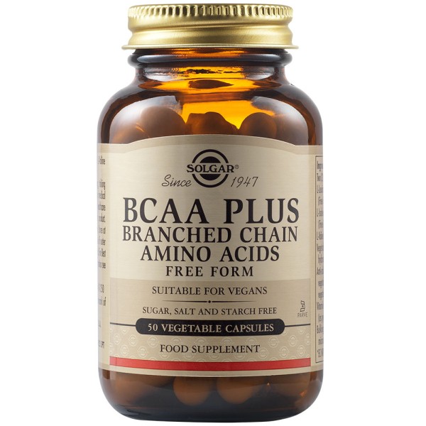 Solgar BCAA Plus (Branched Chain Amino Acids) 50 Vegetable Capsules.