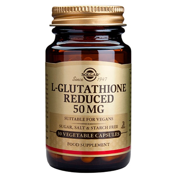 Solgar L-Glutathione 50mg 30 Vegetable Capsules.