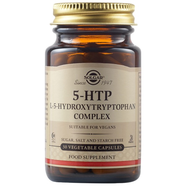 Solgar 5-HTP L-5-Hydroxytryptophan Complex 30 Vegetable Capsules.