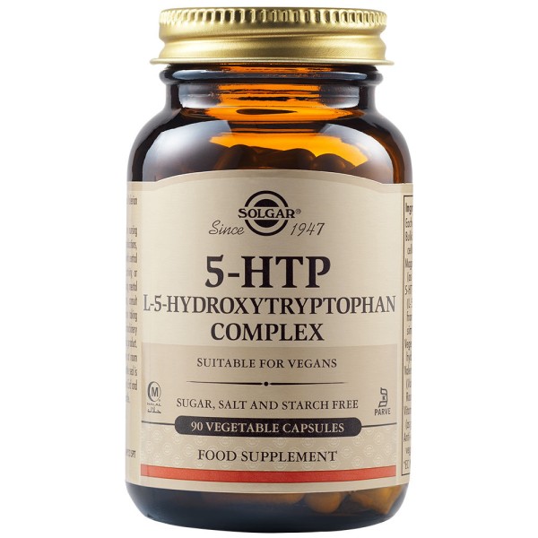 Solgar 5-HTP L-5-Hydroxytryptophan Complex 90 Vegetable Capsules.