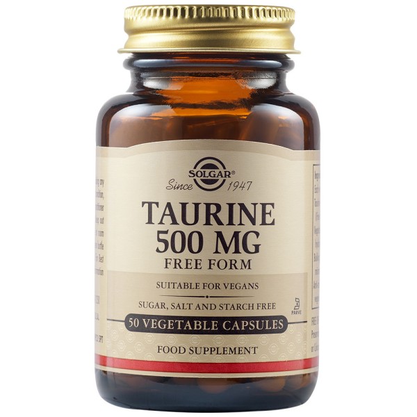 Solgar Taurine 500mg 50 Vegetable Capsules.