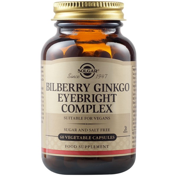 Solgar Bilberry Ginkgo Eyebright Complex 60 Vegetable Capsules.