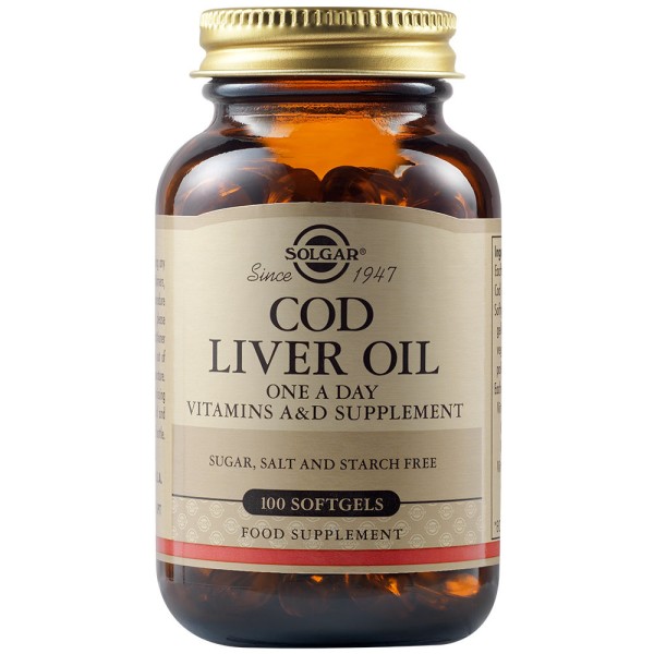 Solgar Cod Liver Oil 100 Softgels.