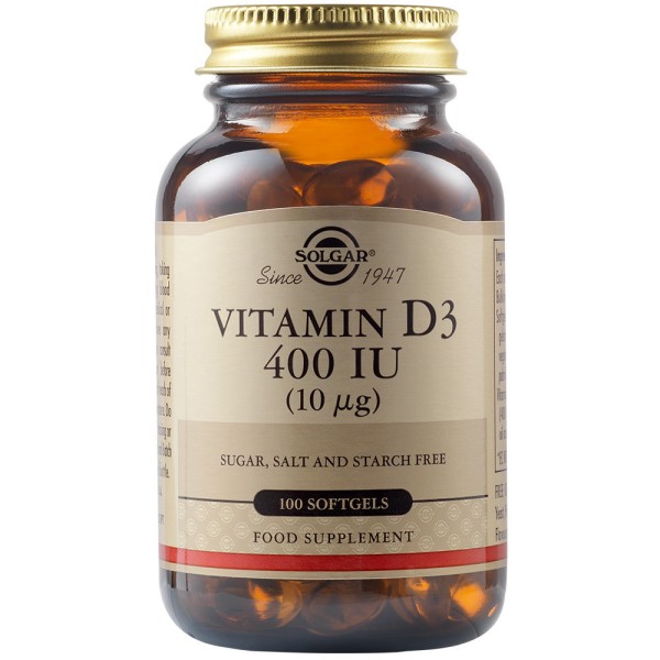 Solgar Vitamin D3 400 IU (10 μg) 100 Softgels.