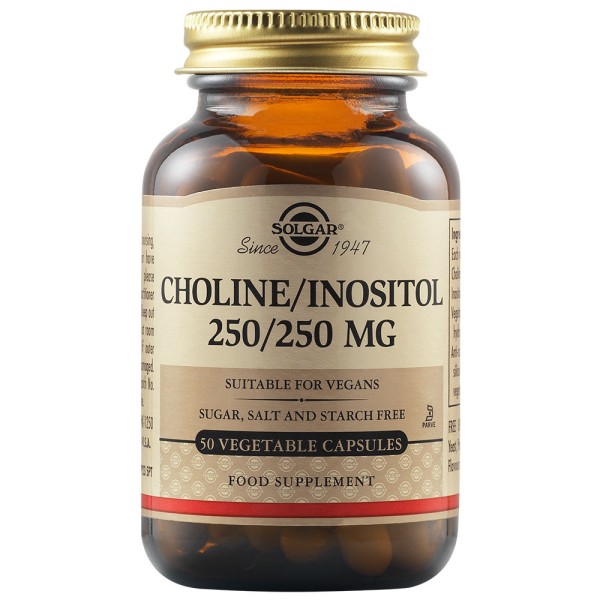 Solgar Choline 250 mg / Inositol 250mg 50 Vegetable Capsules.