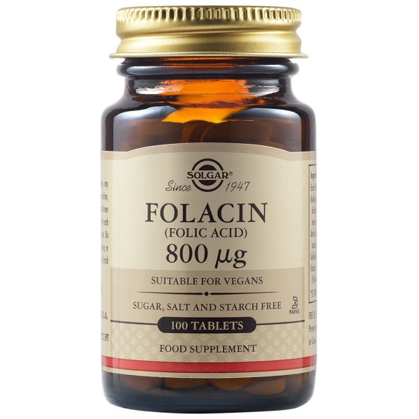 Solgar Folic Acid 800μg 100 Tablets.