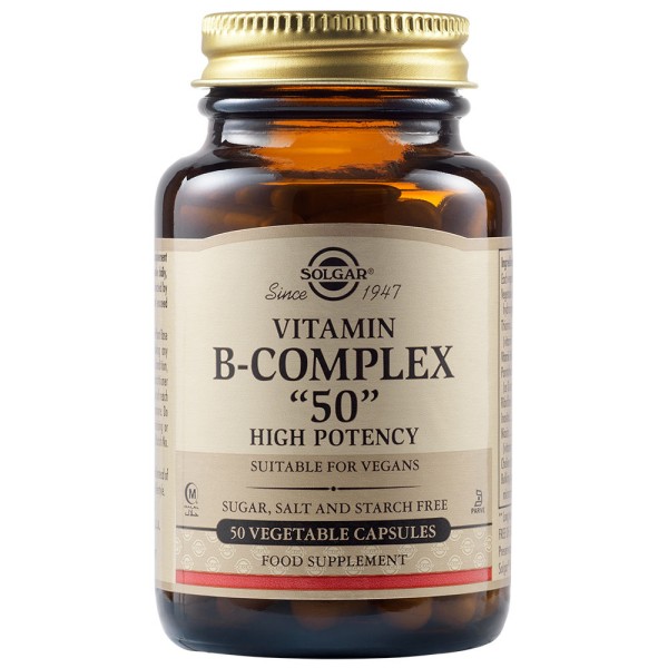 Solgar Vitamin B-Complex ''50'' High Potency 50 Vegetable Capsules.