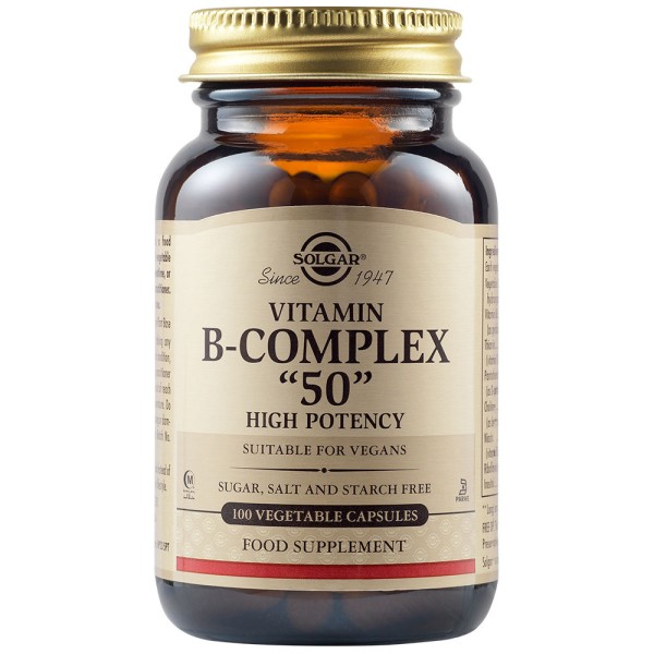 Solgar Vitamin B-Complex ''50'' High Potency 100 Vegetable Capsules.