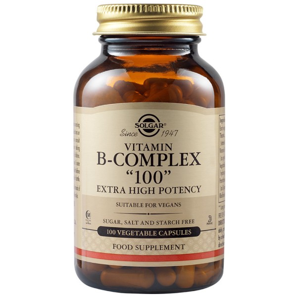 Solgar Vitamin B-Complex "100" Extra High Potency 100 Vegetable Capsules.