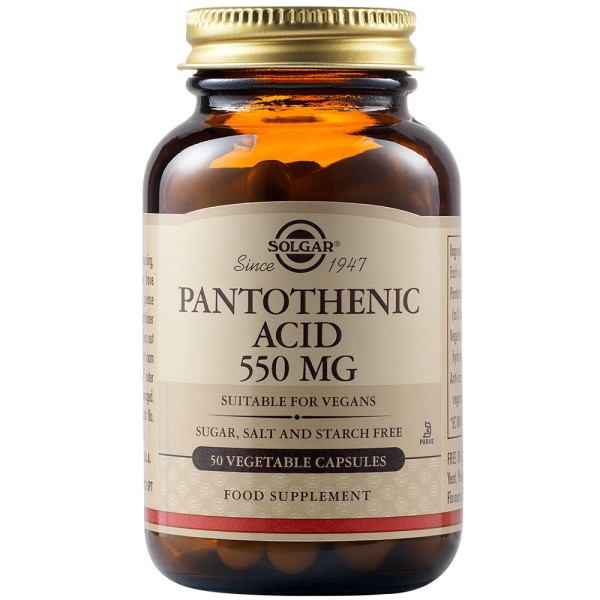 Solgar Pantothenic Acid 550mg 50 Vegetable Capsules. Solgar Pantothenic Acid 550mg 50 Vegetable Capsules.