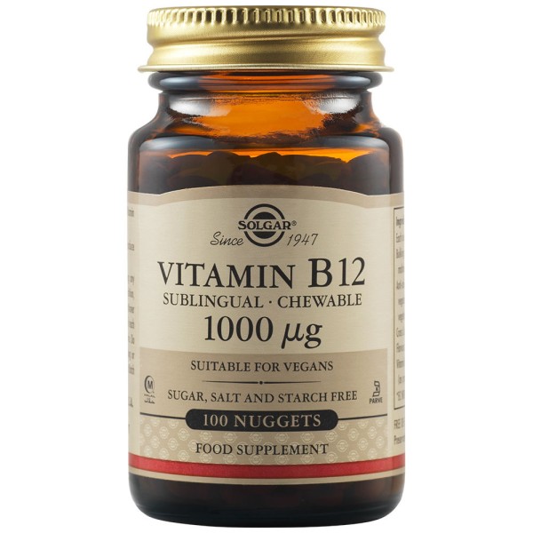 Solgar Vitamin B12 1000µg 100 Sublingual - Chewable Nuggets.