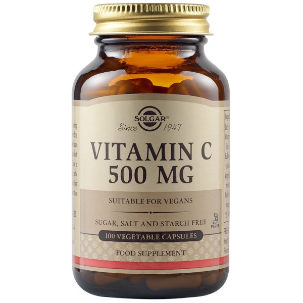 Solgar Vitamin C 500mg 100 Vegetable Capsules.