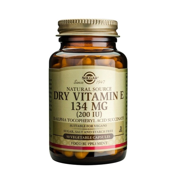 Solgar Dry Vitamin E 134mg (200 IU) 50 Vegetable Capsules.