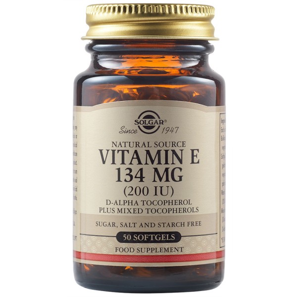 Solgar Natural Source Vitamin E 134 mg (200 IU) 50 Softgels.