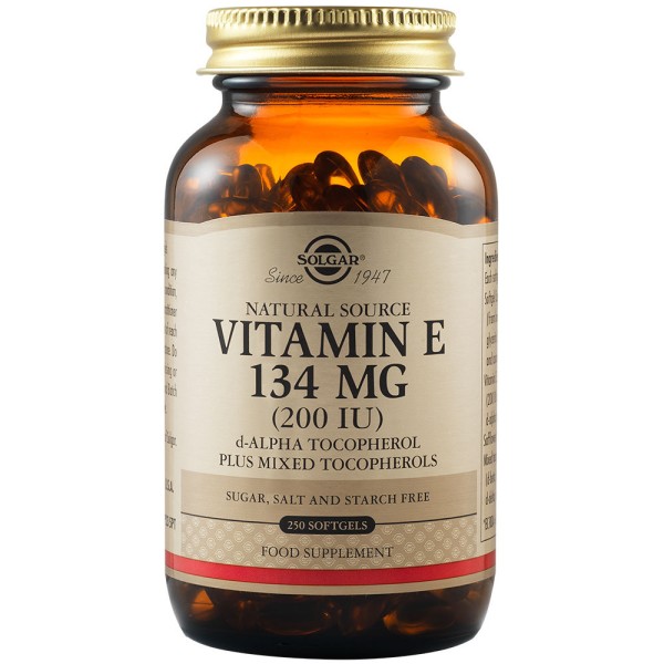 Solgar Natural Source Vitamin E 134 mg (200 IU) 250 Softgels.