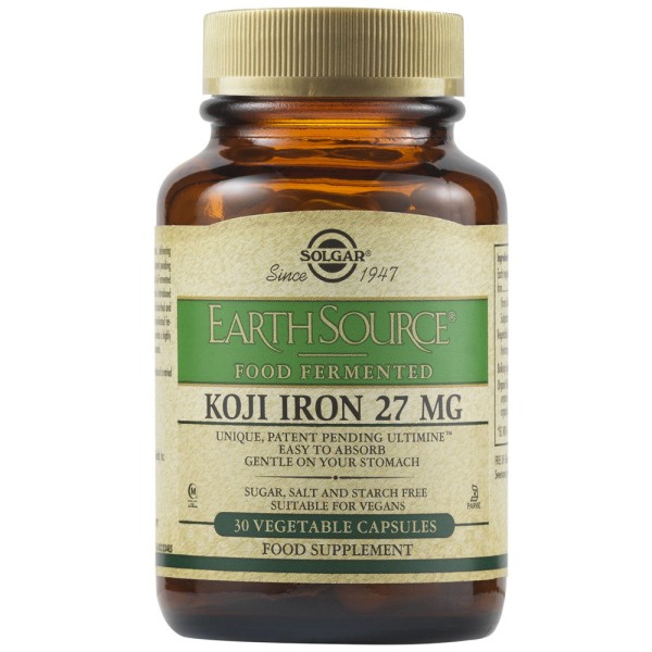 Solgar Earth Source Koji Iron 27mg 30 Vegetable Capsules.