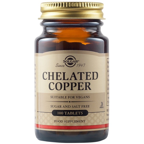 Solgar Chelated Copper 2500μg 100 Tablets.