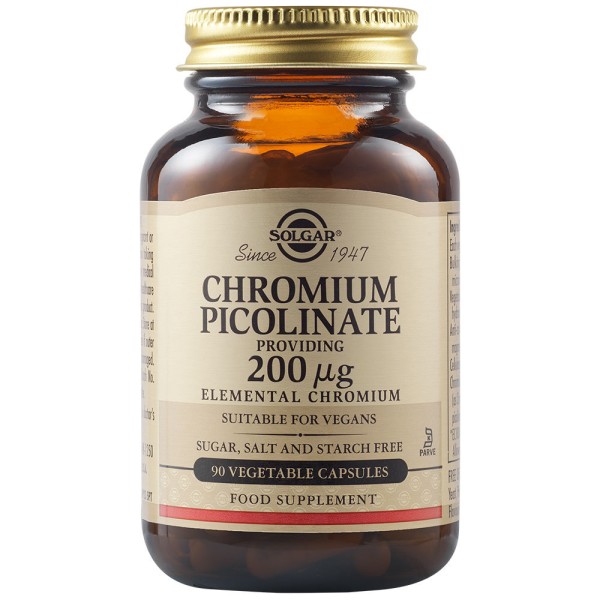 Solgar Chromium Picolinate 200µg 90 Vegetable Capsules.