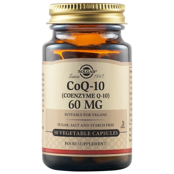 Solgar CoQ-10 (Coenzyme Q-10) 60mg 30 Vegetable Capsules.