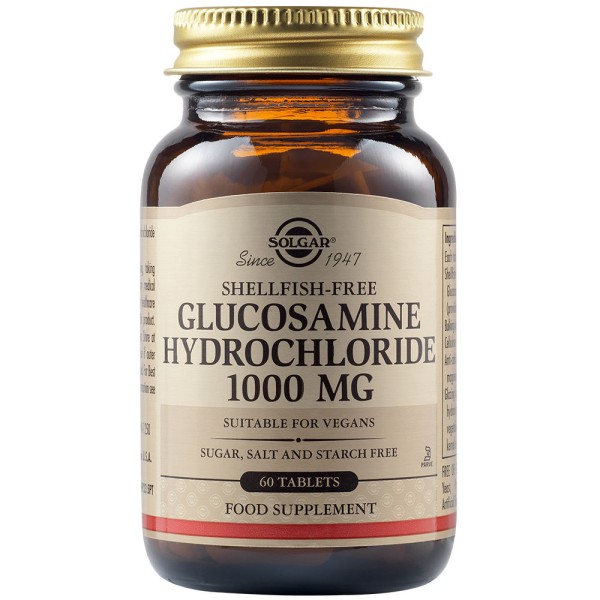 Solgar Glucosamine Hydrochloride (HCL) 1000mg (Shellfish-Free) 60  Tablets.