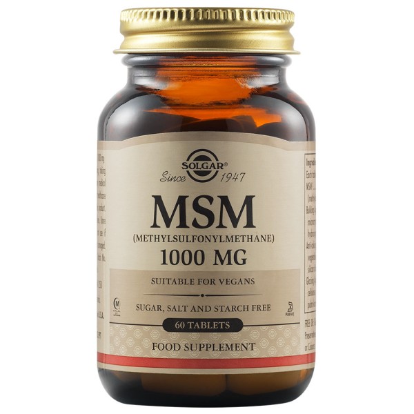 Solgar MSM (Methylsulfonylmethane) 1000mg 60 Tablets.