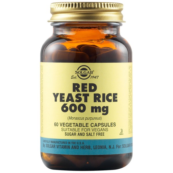 Solgar Red Yeast Rice 600mg 60 Vegetable Capsules.