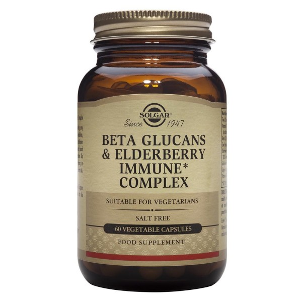 Solgar Beta Glucans & Elderberry Immune Complex 60 Vegetable Capsules.