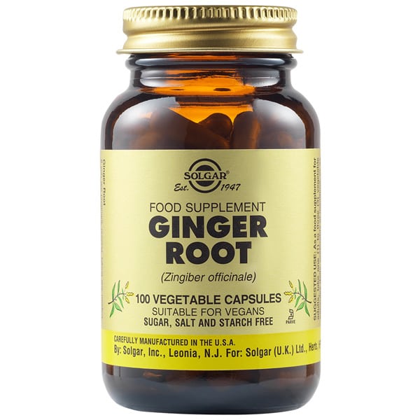 Solgar Ginger 100 Vegetable Capsules.