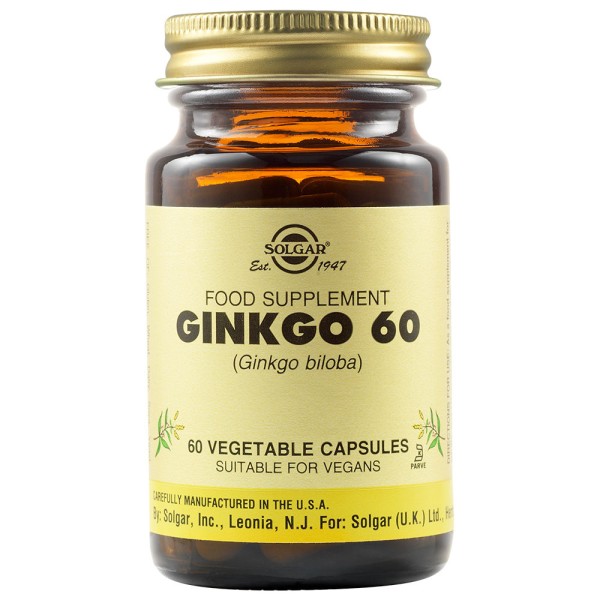 Solgar Ginkgo Biloba 60 Vegetable Capsules.