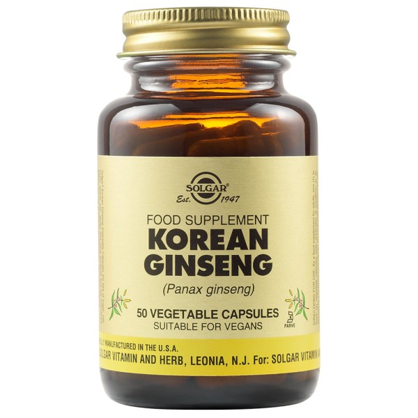 Solgar Korean Ginseng 50 Vegetable Capsules.