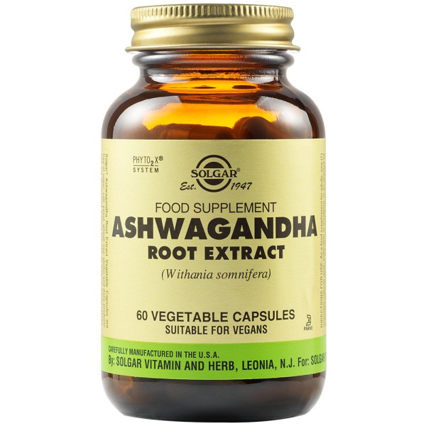 Solgar Ashwagandha Root Extract 60 Vegetable Capsules.