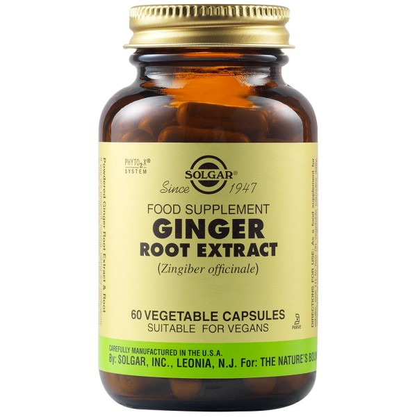 Solgar Ginger Root Extract 60 Vegetable Capsules.