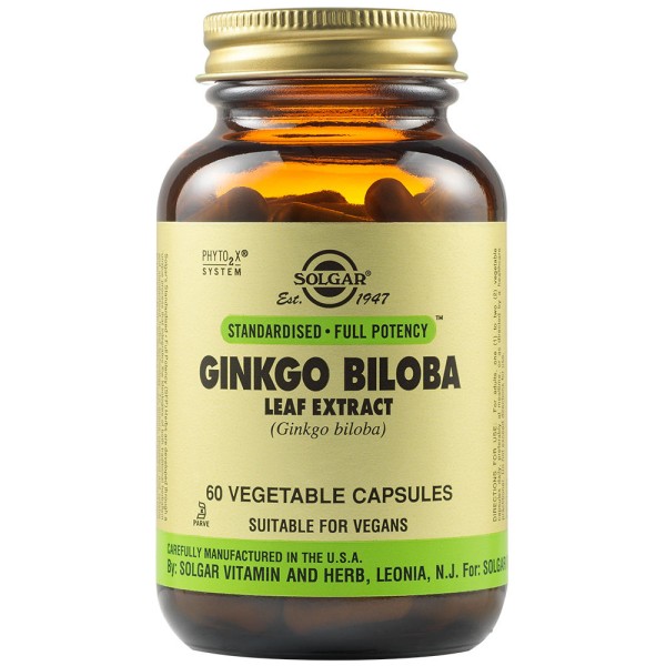 Solgar SFP Ginkgo Biloba Leaf Extract 60 Vegatable Capsules.