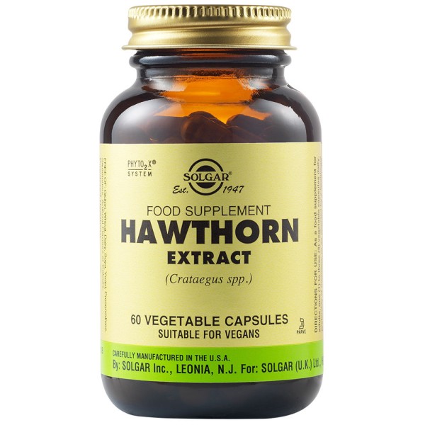 Solgar Hawthorne Herb Extract 60 Vegetable Capsules.