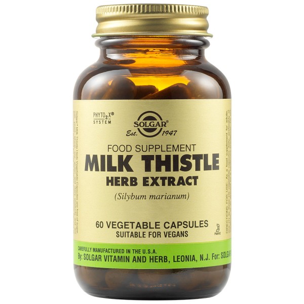 Solgar Milk Thistle Herb Extract 60 Vegetable Capsules.