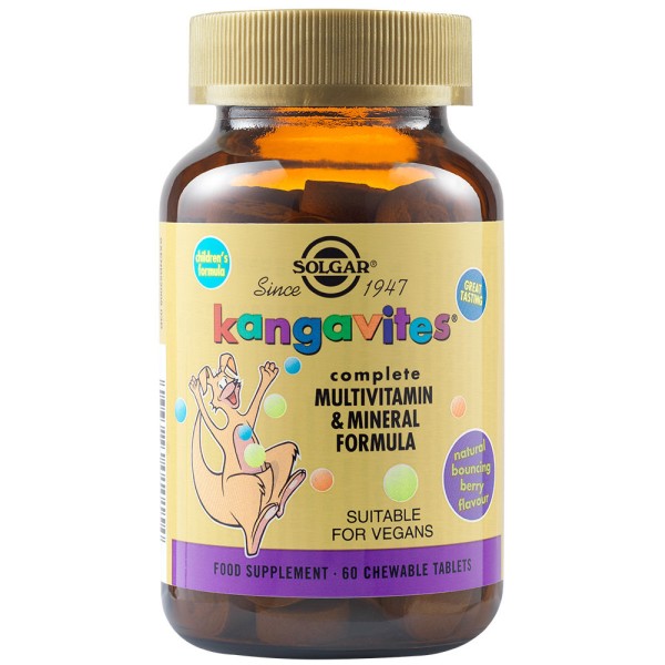 Solgar Kangavites Bouncing Berry Complete Multivitamin and Mineral Formula 60 Chewable Tablets.