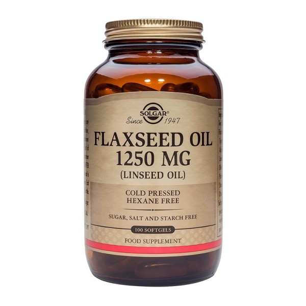 Solgar Flaxseed Oil (Cold Pressed) 1250mg 100 Softgels.