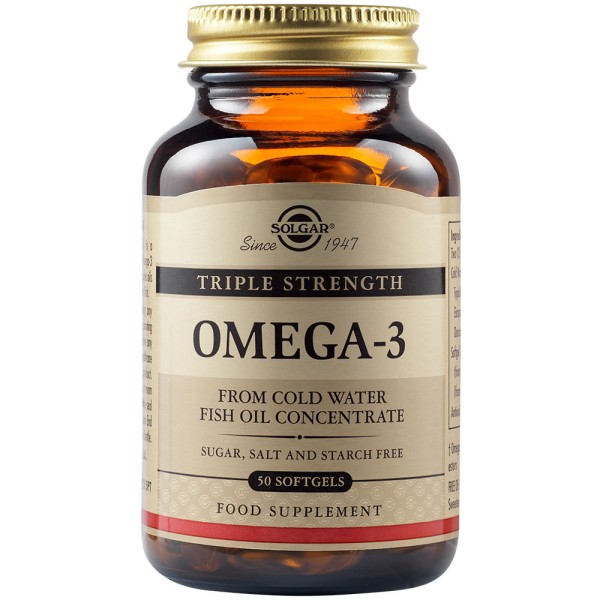 Solgar Omega-3 Triple Strength 50 Softgels.