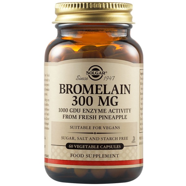 Solgar Bromelain 300mg 60 Vegetable Capsules.