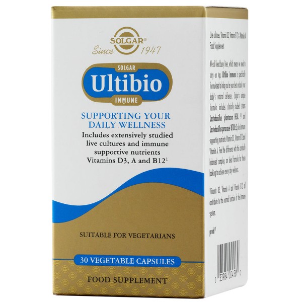 Solgar Ultibio Immune 30 Vegetable Capsules.